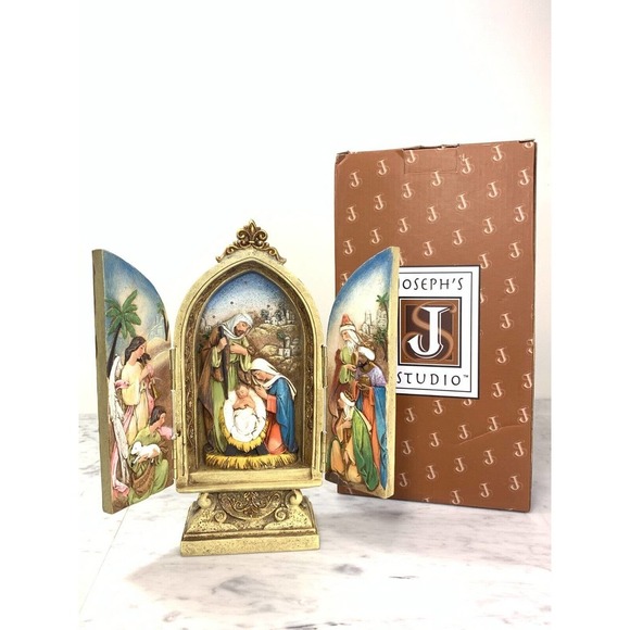 Joseph's Studio by Roman Triptych Nativity 9" Holy Family Three Kings Angels EUC - Picture 1 of 14